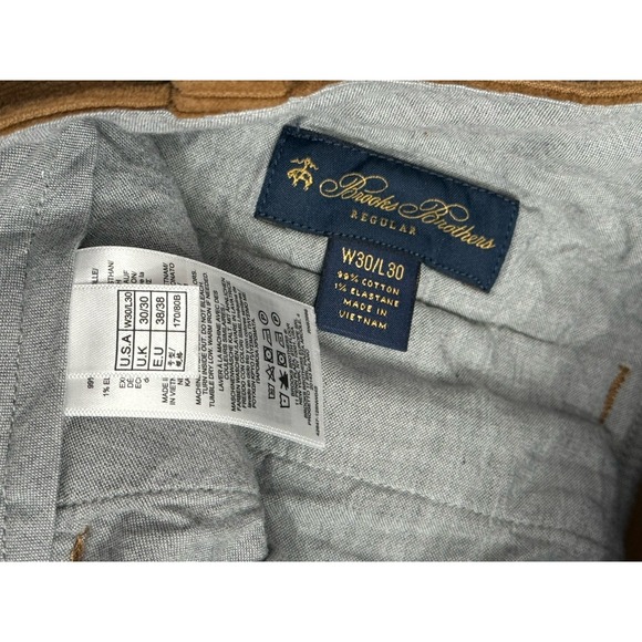 Brooks Brothers Slim Fit Brown Corduroy Pants Men's 30x30 Cotton Elastane Career - Picture 4 of 6